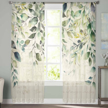 Sheer Curtains Eucalyptus Leaf Sage Green 52x108 Inch Voile