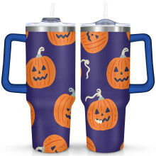 Halloween Pumpkin Coffee Tumbler 40 oz with Handle