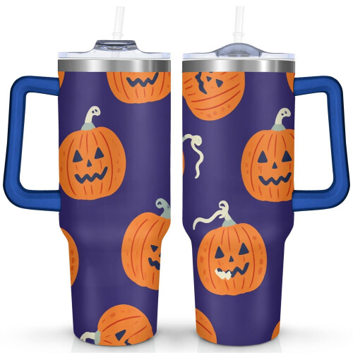 Halloween Pumpkin Coffee Tumbler 40 oz with Handle