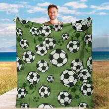 Flannel Fleece Blanket Football Field Green 60x80 in
