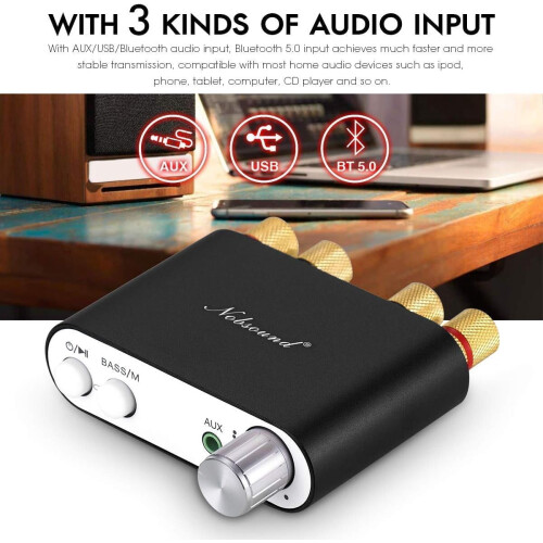 NS-10G Bluetooth 5.0 HiFi Power Amp 50Wx2 Black 2