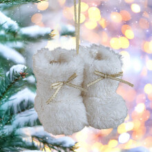DAMAI Christmas Tree Plush Boot Ornaments White Set