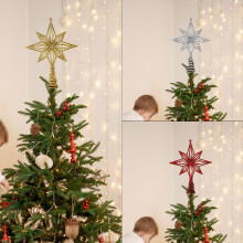 Glitter Hollow Star Christmas Tree Topper 1 Pack