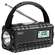 SiGN Nödradio DAB+/FM med handvev/batteri/solceller/USB-ström - svart