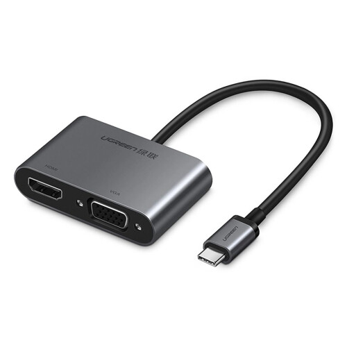 Ugreen USB-C till HDMI / VGA / USB-A 3.0 / USB-C PD-adapter - Grå