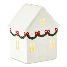 Leutsin LED Ceramic Christmas House - White, 6 inch