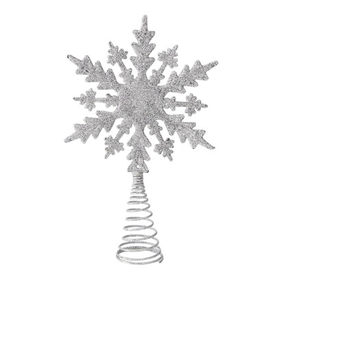 Glitter Snowflake Tree Topper Silver Metal