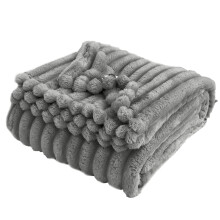 Ribbed Fleece Throw Blanket Grey 90.5x78.7 inch