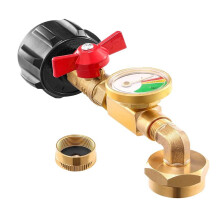 QCC1 Propane Refill Elbow Adapter with Propane Tank Gauge, 90 Degrees Propane Refill Adapter with -Off Control Valve