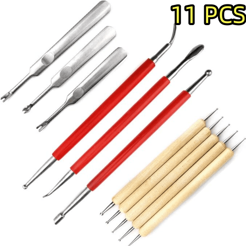 Leather Carving Tool Set Grooving Embossing Spoon Stylus 11