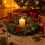 Christmas Candle Ring Flocked Pine with Red Berries and 5
