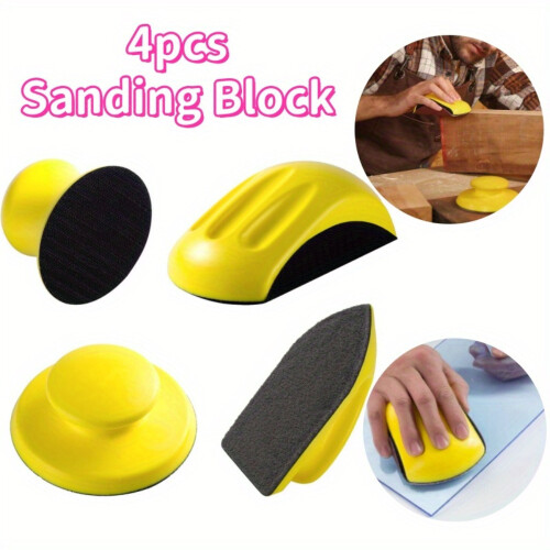 Hook and Loop Sanding Blocks with Brush 5 Inch Round and