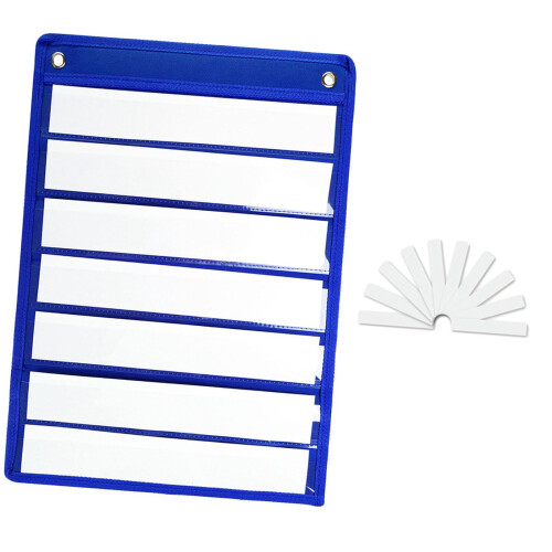 Classroom Pocket Chart Blue 7 Rows 10 Dry Erase Cards 2