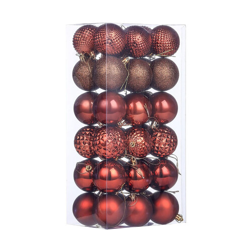 Christmas Ball Ornaments Shatterproof 36pcs Reddish Brown