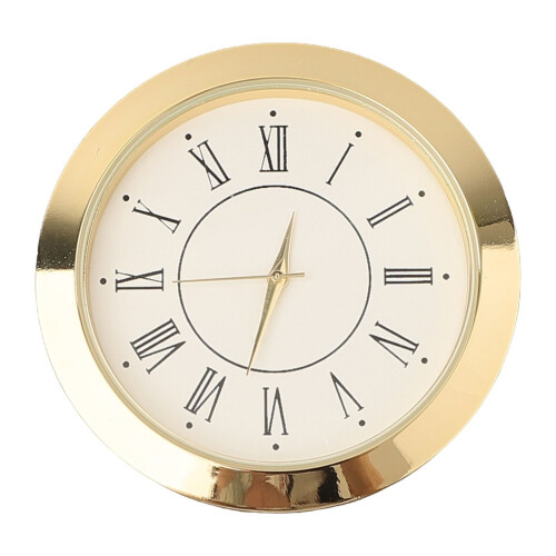 Quartz Clock Insert with Arabic Numerals and Gold Bezel