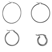 Stainless Steel Hoop Earrings Rose Gold Black Purple Silver