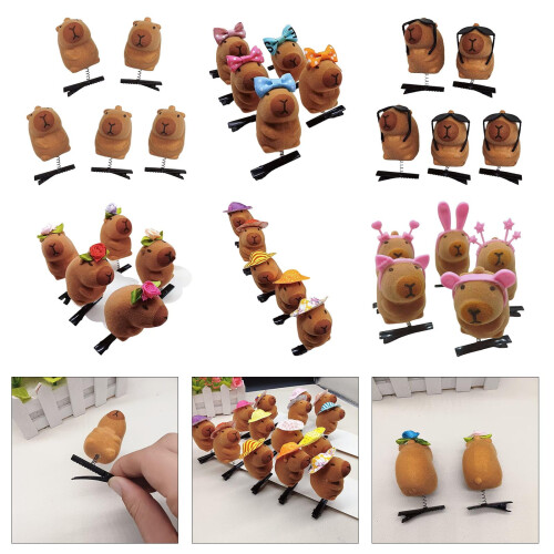Capybara Plush Hairpin Set 5 Pieces 1