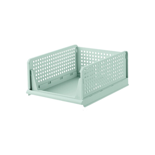 Plastic Storage Bin Stackable Foldable with Handles 1