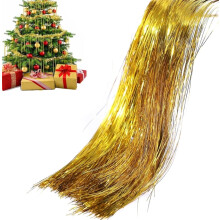 Gold Christmas Tinsel Strands Metallic Icicle Foil Fringes