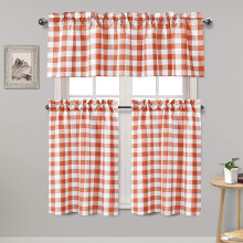 Ensemble de rideaux de cuisine Hiasan à carreaux Buffalo, semi-transparents et légers