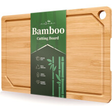 Planche à découper en bambou 15 x 10 pouces avec rainures à jus