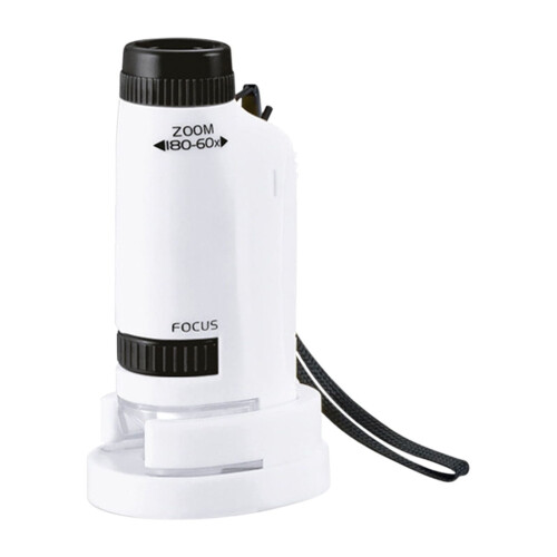 Mini Pocket Microscope with LED Light Round Handle