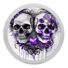 Boutons de meuble en forme de cœur, de crâne et de rose violette (4 pièces)