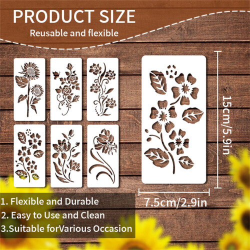Flower Stencils Reusable for Wooden Wall Art 17pc 2