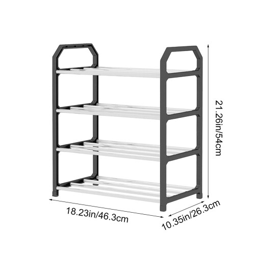 4-Tier Shoe Rack Black Space-Saving Easy Install 2