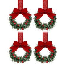 Christmas Mini Cabinet Wreath with Red Berry and Ribbon Bow