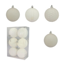 3.15 inch Flocked Christmas Ball Set 6 pcs Red White Green