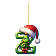 Acrylic Christmas Tree Pendant Ornament Green 26 Letters