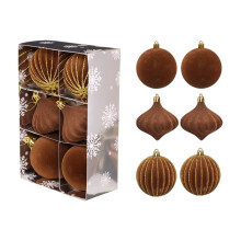 Velvet Christmas Balls Brown 3.15 Inch 6 PCS