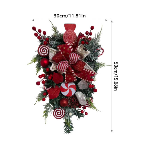 Artificial Pine Teardrop Wreath 19.68 inch with Red Berry 1