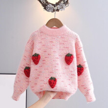 Pink Strawberry Embroidery Turtleneck Sweater for Infant