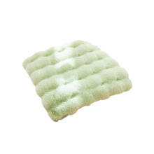 Cuscino quadrato in pelliccia sintetica verde, 45x45 cm.