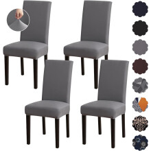 Coprisedie da sala da pranzo grigi elasticizzati, set da 4