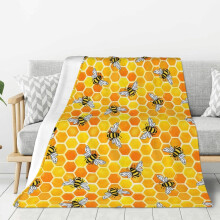 Couverture polaire jaune nid d'abeille 50 x 40 pouces