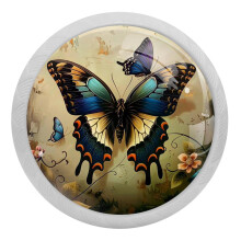 Boutons de meuble vintage en verre cristal papillon (4 pièces)