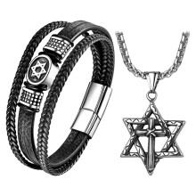 Star of David Necklace and Bracelet Set Stainless Steel