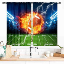 Rideaux occultants pour enfants, motif football, 2 panneaux
