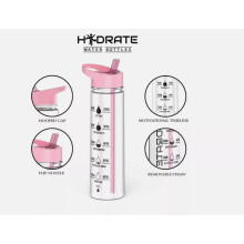 Motivational Water Bottle 900 ml Time Marking tracker Bpa free flip straw 2Pcs