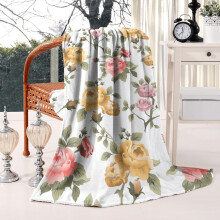 Vintage Floral Throw Blanket Pink Rose Peony 50x60 in