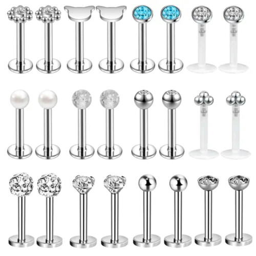 Stainless Steel Labret Studs CZ Opal 4-25 pcs 1
