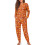 Women's Thanksgiving Pajama Set Turkey Maple Print Long 3