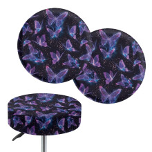 Housses de tabouret de bar papillon rondes lavables, lot de 2, 35-40 cm