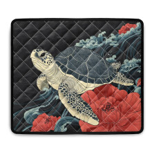 Couvercle supérieur de machine à laver à motif de tortue et de fleur, 61 x 50 cm