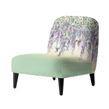 Housse de chaise extensible antidérapante sans accoudoirs Hummingbird Wisteria1