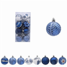 Christmas Ball Ornaments Blue Silver Glitter 8 pcs