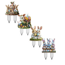 Panneaux de Pâques vintage pour jardin avec piquets (4 pièces)